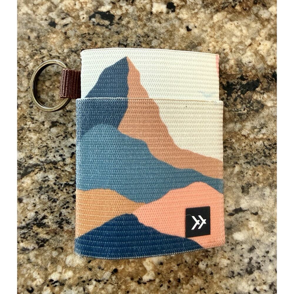 Thread Elastic Wallet Keychain Mountain Scene Print, Multicolor,‎ GUC